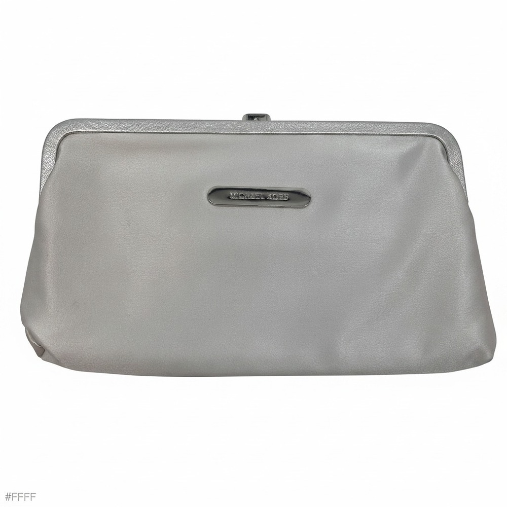 Michael Kors Collection Silver Satin Clutch | OS